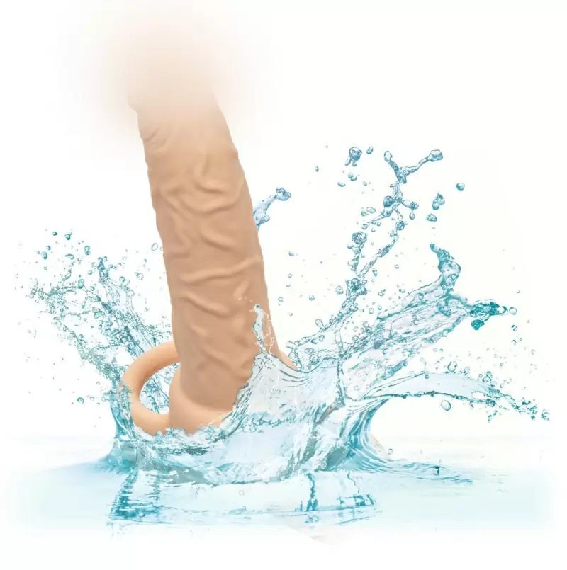 Реалистичная вибронасадка Performance Maxx Rechargeable Dual Penetrator, для двойного проникновения, 14 см, 10 режимов, светло-телесный