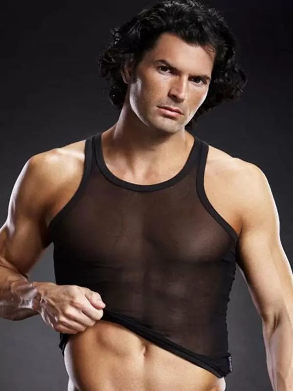 Черная майка-борцовка BlueLine в сетку – S/M