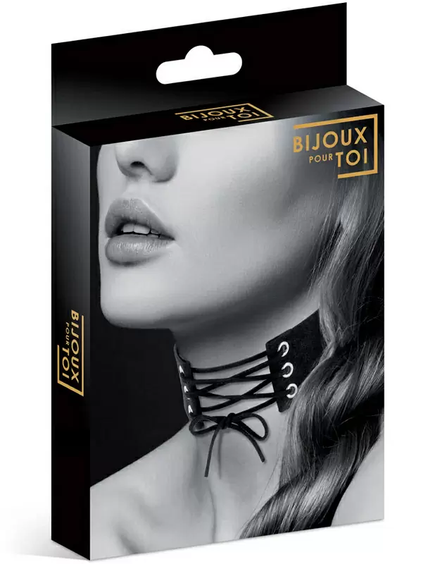 Элегантный чокер Concorde CHOKER LACET NOIR, со шнуровкой, 30 см, черный