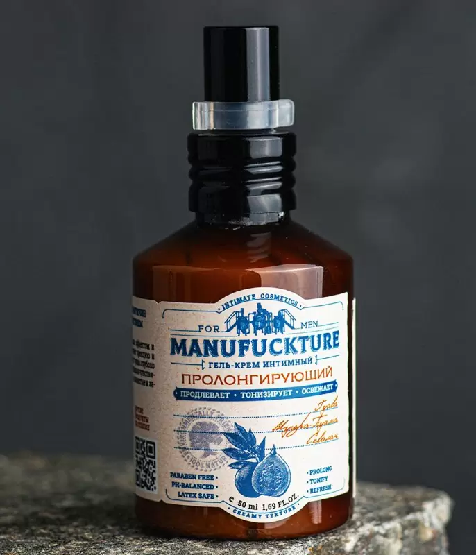 Интимный гель-крем для мужчин MANUFUCKTURE, с пролонгирующим действием, 50 мл