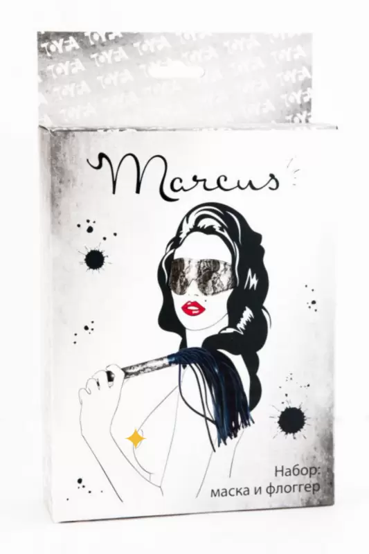 Кружевной набор маска и флоггер TOYFA Marcus – серебристый