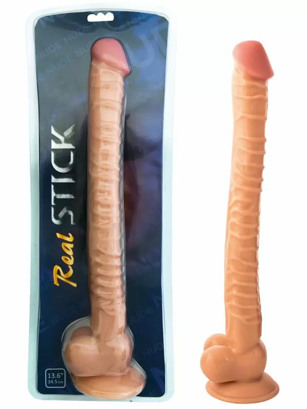 Огромный реалистичный фаллоимитатор с мошонкой Toyfa RealStick Nude 11” на присоске – телесный