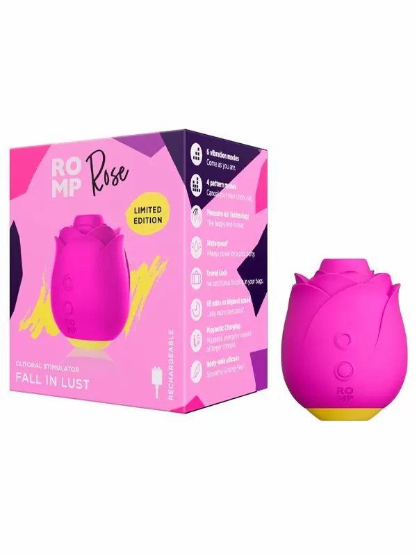 Бесконтактный стимулятор клитора Romp Suction Rose, 7,6 см, в форме розы, розовый