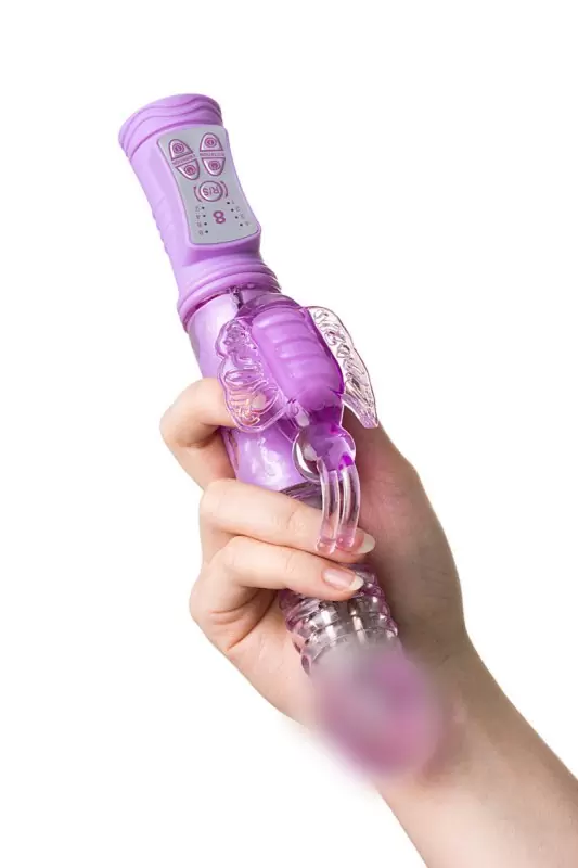 Вибратор с ротацией, поступательными движениями и клиторальным стимулятором TOYFA A-Toys – фиолетовый