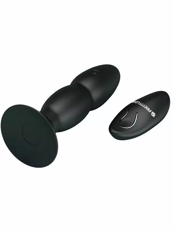 Анальная пробка Pretty Love, 14 см, 4 режима, с ротацией, с пультом Д/У, черный