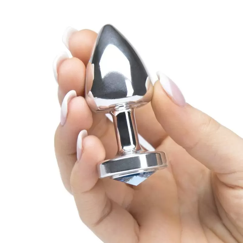 Красивая анальная пробка Anni Magnet T1 с двумя заменяемыми кристаллами на магните – серебристый