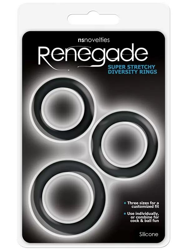 Набор из 3-х эрекционных колец Renegade Diversity Rings – черный