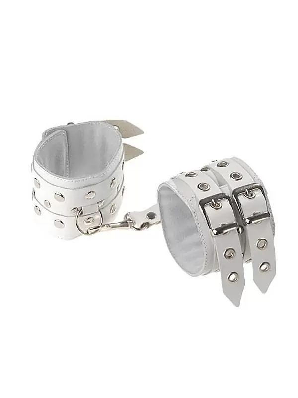 Кожаные наручники Sitabella с двойной застежкой – белый
