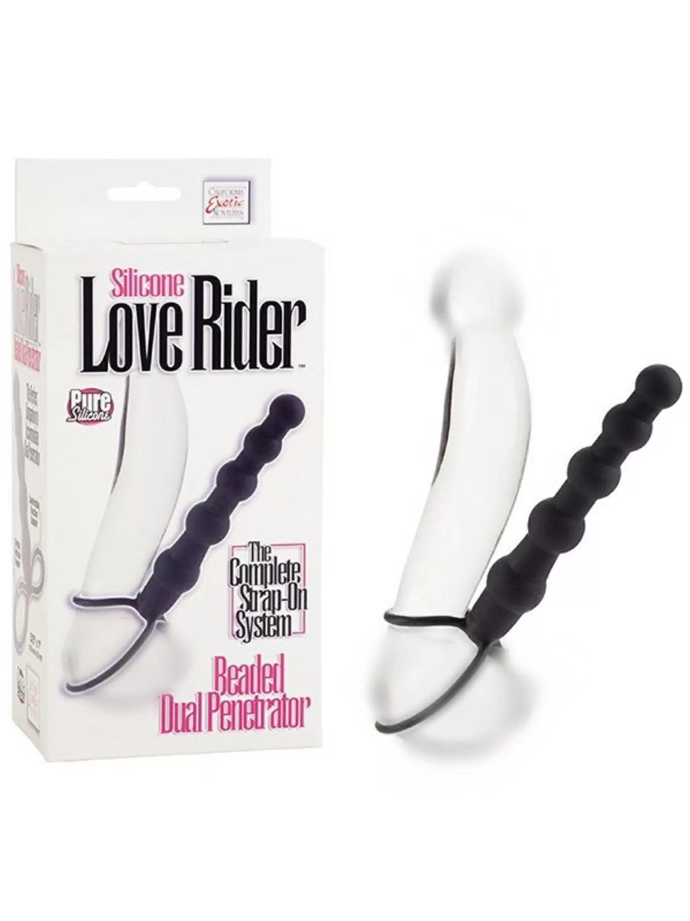 Ребристая насадка для двойного проникновения Beaded Dual Penetrator - Black, 14,5 см, силикон, черный