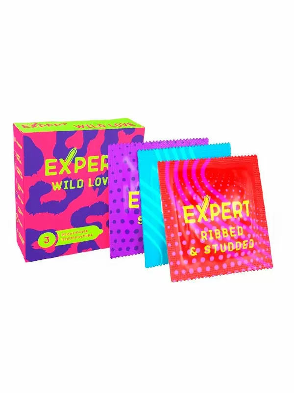 Рельефные презервативы EXPERT Wild Love, ребристые, с точками, 3 шт