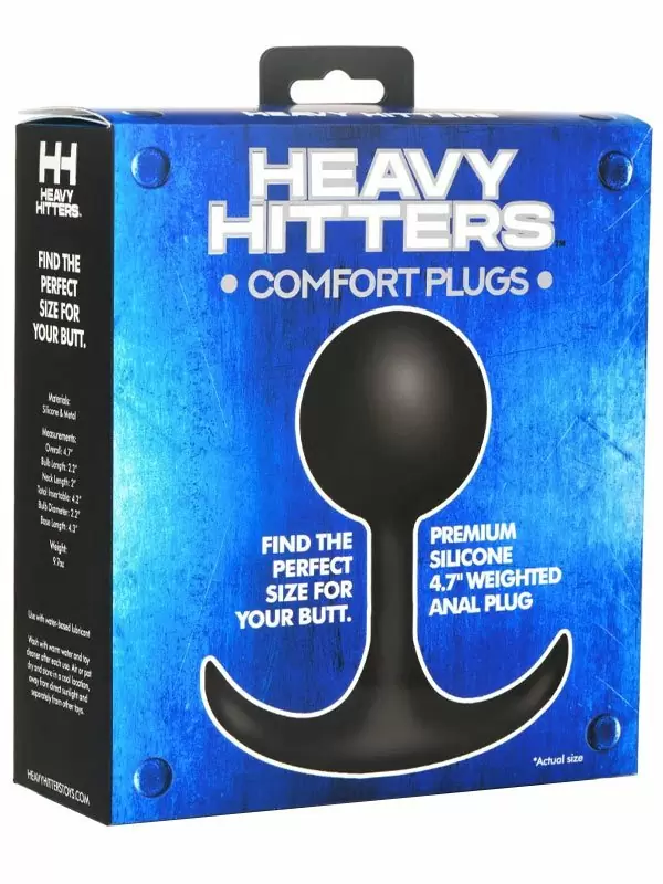 Крупная анальная пробка Heavy Hitters с утяжелением, в форме шара, 12 см, размер XL, черный
