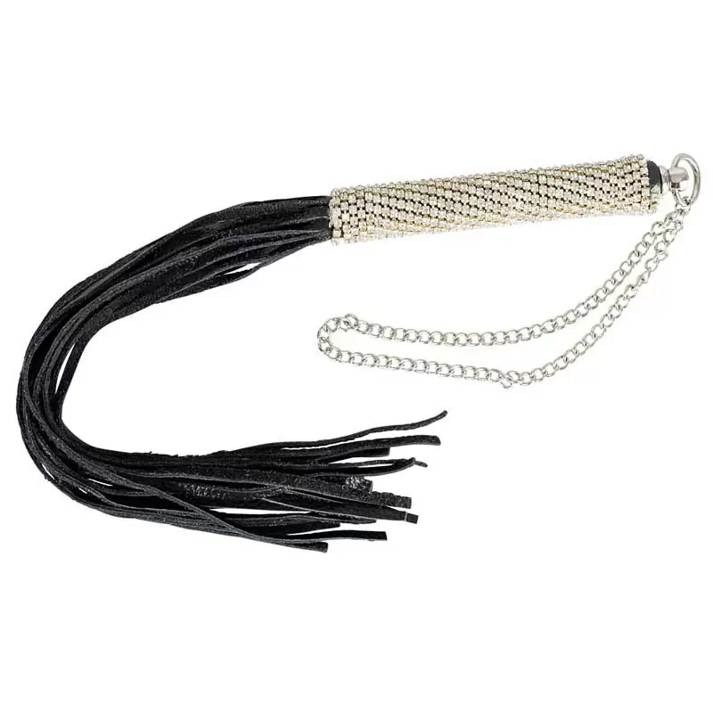 Мини плеть со стразами Bad Kitty Rhinestones Mini Whip - черный