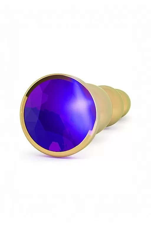 Золотая анальная пробка с сапфировым кристаллом Gold Plug - Purple Sapphire  17,6 см.