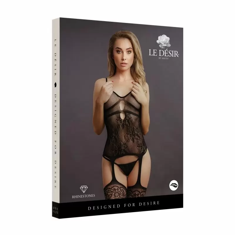 Кетсьют со стразами Suspender Rhinestone Bodystocking
