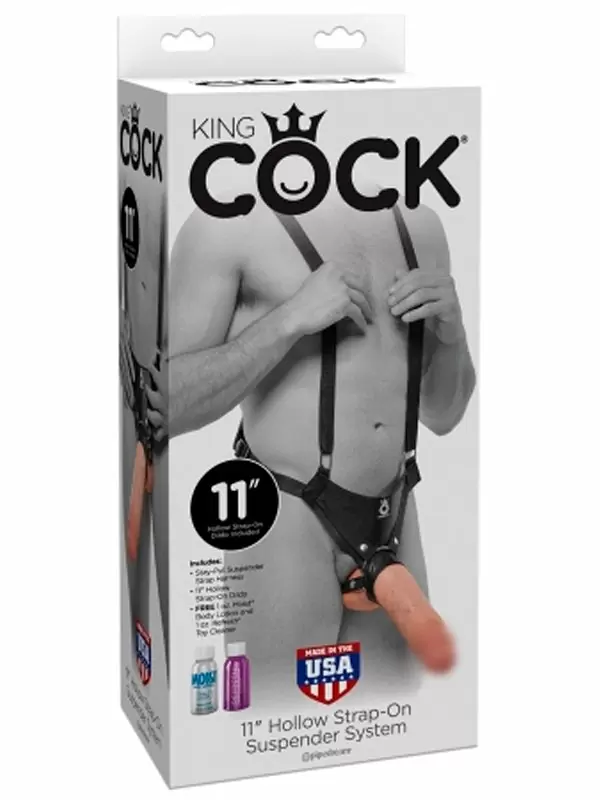 Реалистичная страпон система 11 Hollow Strap-On Suspender System, с насадкой фаллосом, 28 см, ПВХ, телесный