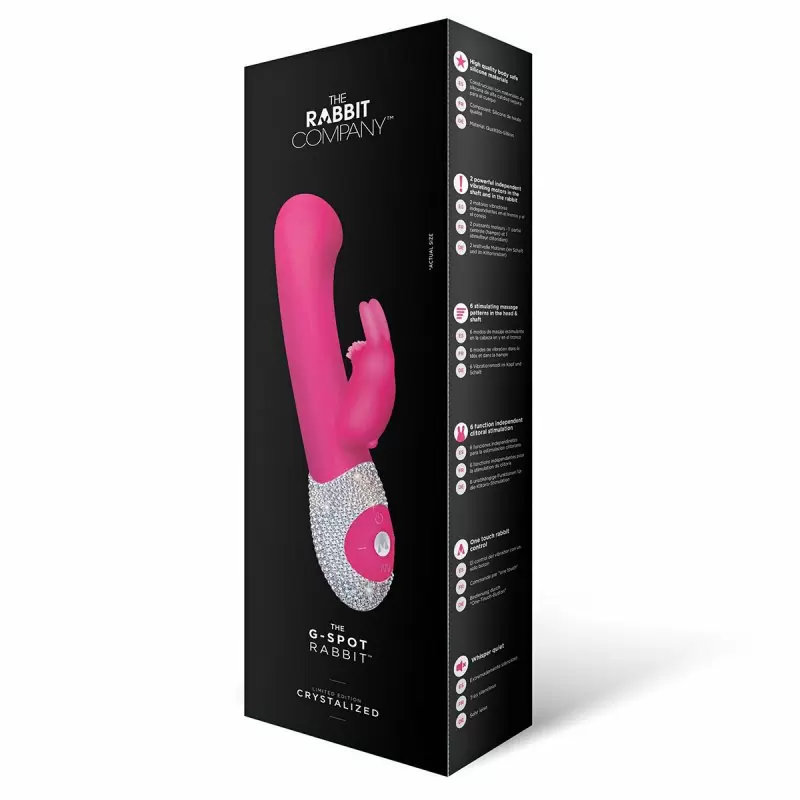 Изысканный вибратор с усиленной стимуляцией точки G и кристаллами The Rabbit Company The G-Spot Rabbit Crystal – малиновый