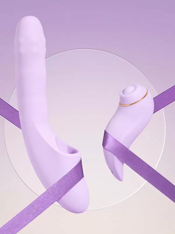 Модульный вибратор-кролик Svakom DuoGlow, 19,6 см, со съёмным клиторальным пульсатором, с функцией нагрева, лиловый