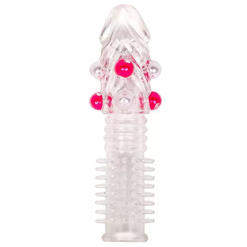 Насадка с закрытой головкой Silicon Sleeve с бусинками – прозрачная