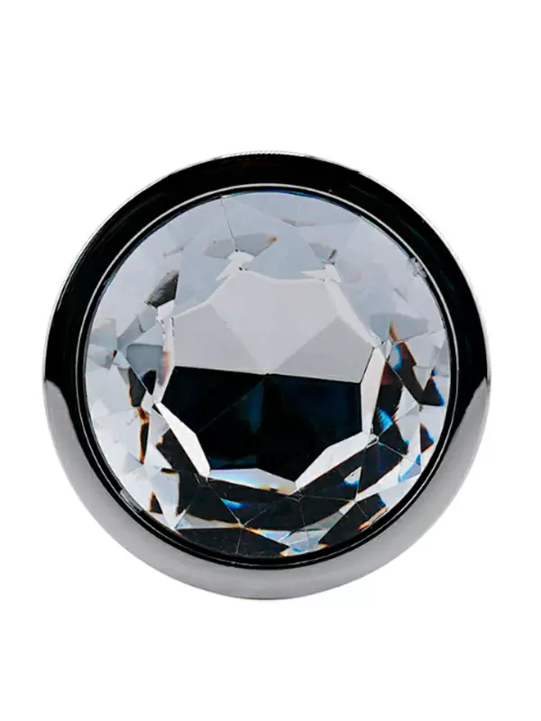 Большая алюминиевая анальная пробка Kanikule Large с кристаллом – серебристый с прозрачным