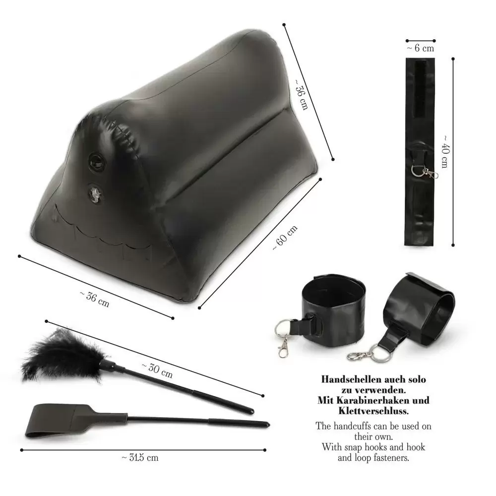 БДСМ-набор с подушкой ORION Portable Triangle, черный, в комплекте наручники, стек, перо