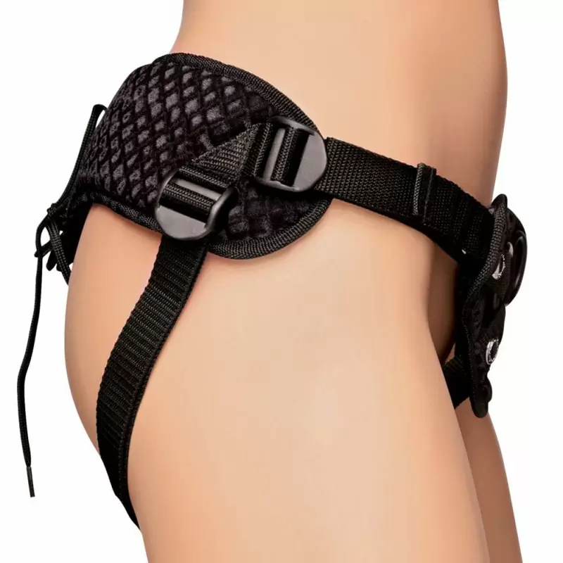 Трусики-джоки для страпона со шнуровкой Diamond Velvet Strap-On Corset – черный