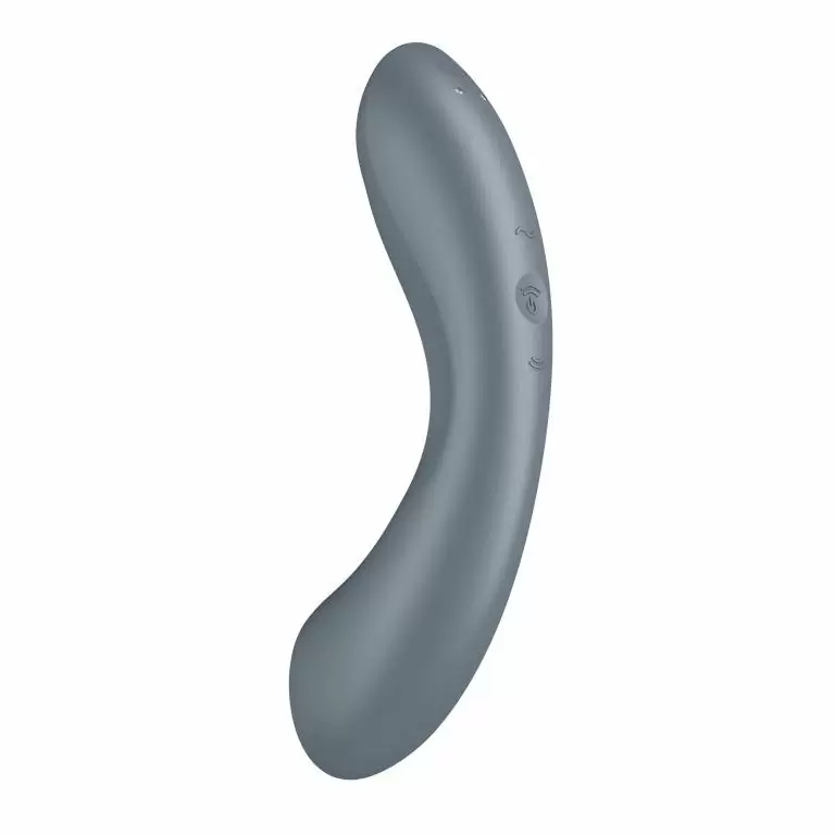 Изогнутый вибратор Satisfyer Curvy Trinity 1, с двумя моторами, 17,4 см, серо-голубой