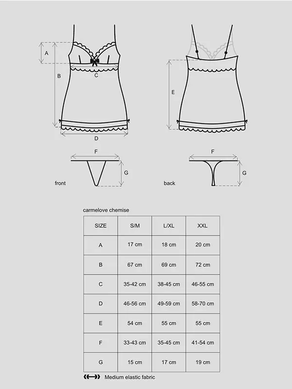 Кремовая сорочка с кружевными вставками и стринги Carmelove (Obsessive) – S/M