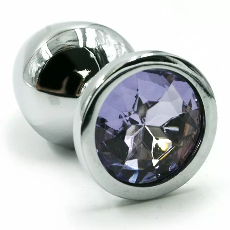 Маленькая алюминиевая анальная пробка Kanikule Small с кристаллом – серебристый с лавандовым