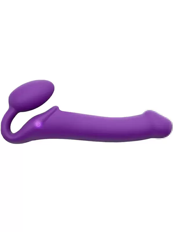 Анатомический страпон Strap-On-Me с 3 моторами, безремневой, размер XL, фиолетовый