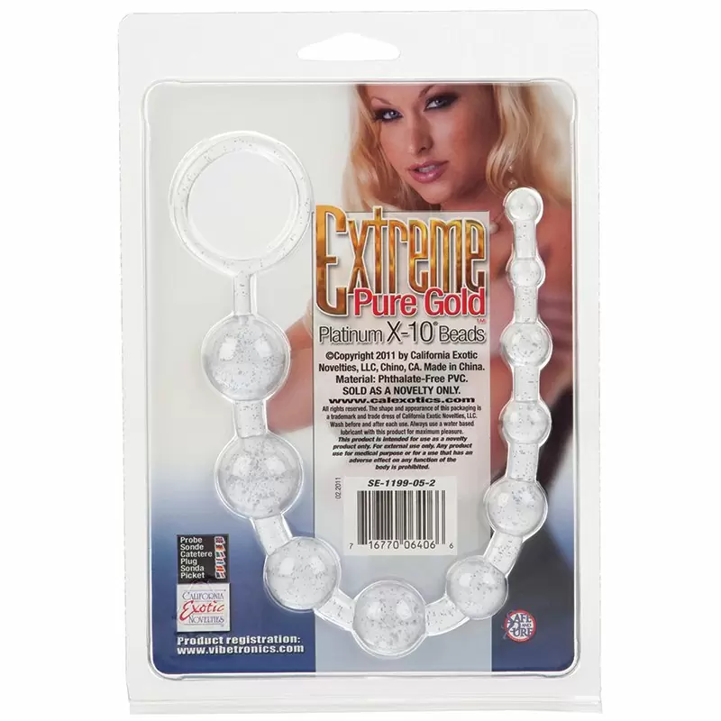 Анальные бусы Extreme Pure Gold X-10 Beads – серебристый