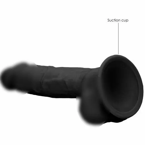 Реалистичный фаллоимитатор Realistic Cock With Scrotum, термореактивный, 22,8 см, черный