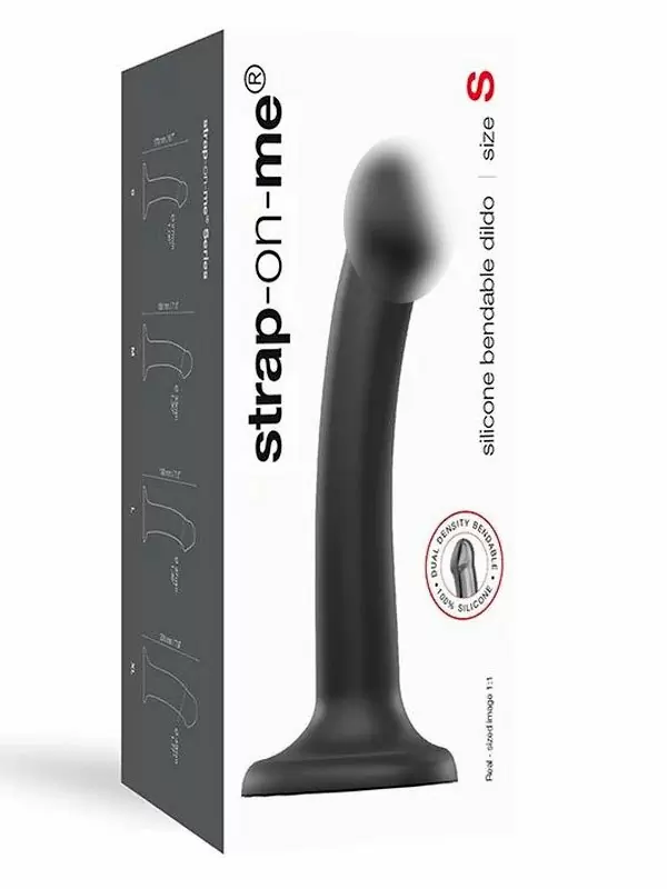 Реалистичный фаллоимитатор Strap-On-Me Dildo Dual Density Semi-Realistic, гнущийся, 17 см, черный