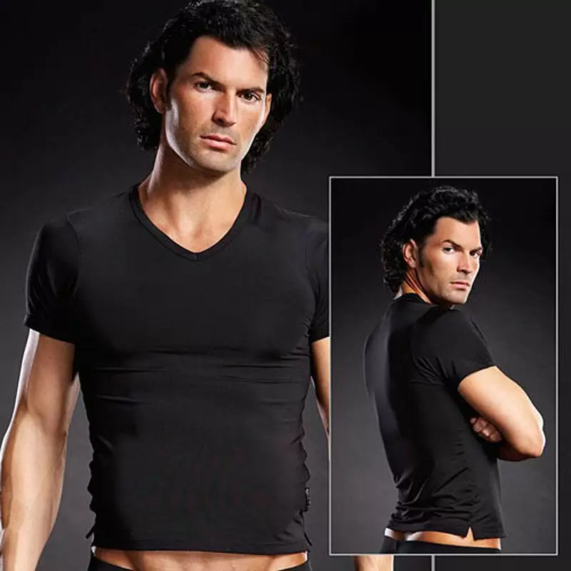 Мужская черная футболка BlueLine с V-образным вырезом – L/XL