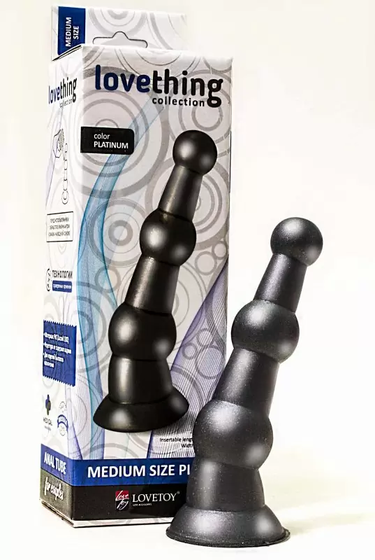 Плаг-массажер простаты Lovething Medium Size Plug на присоске – платиновый
