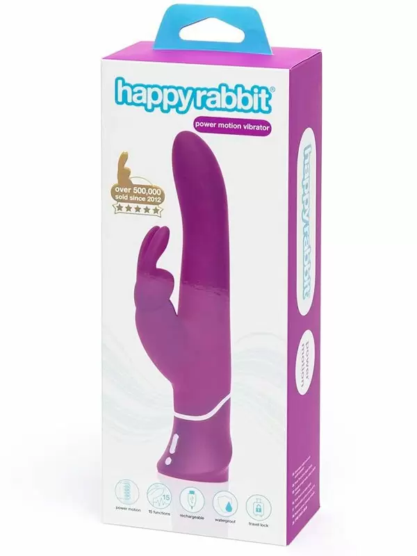 Яркий вибратор-кролик Happy Rabbit Curve Power Motion, два мотора, 24,2 см, фиолетовый