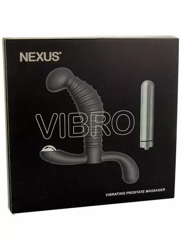 Ребристый стимулятор простаты Nexus Vibro, анатомически правильной формы, 10,2 см, черный