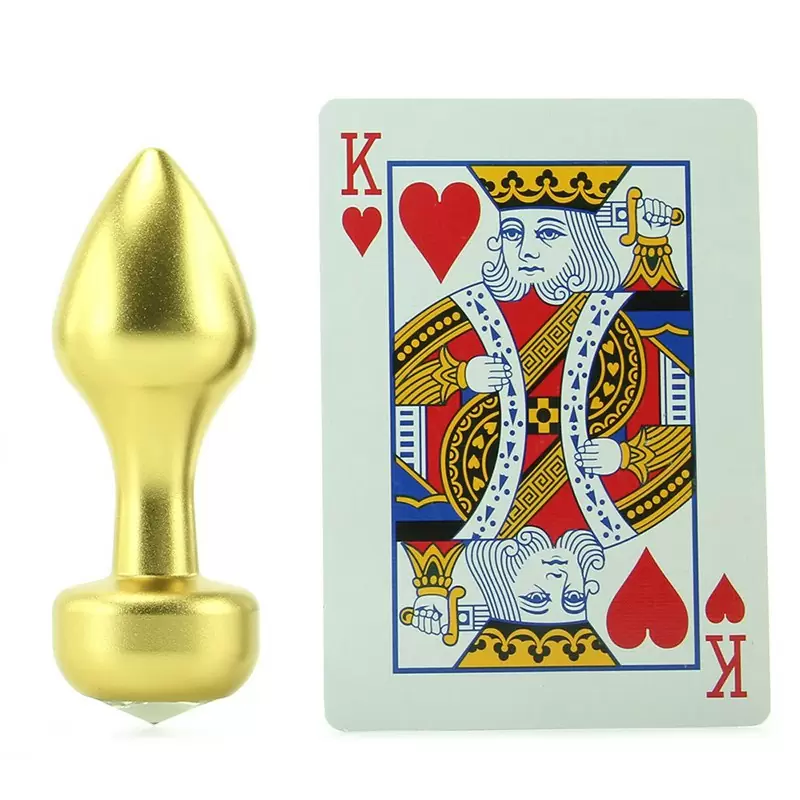 Анальная пробка Mini Luv Plug с кристаллом – золотая