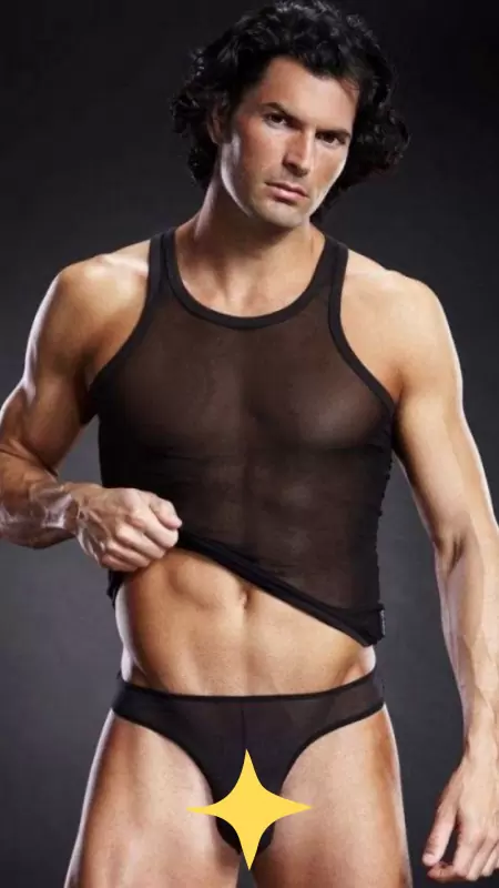 Черная майка-борцовка BlueLine в сетку – S/M