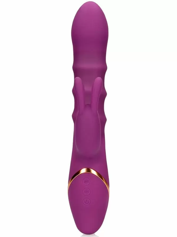 Мощный вибратор-кролик Orchidee Purple, с тремя движущимися кольцами, 24 см, 10 скоростей, фиолетовый