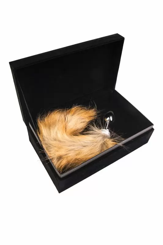 Маленькая анальная пробка с большим хвостом TOYFA Metal – рыжий