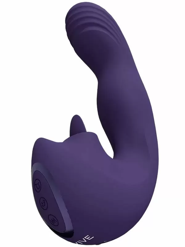 Вибратор Shots Toys Yumi, 10 скоростей, с клиторальным язычком, фиолетовый