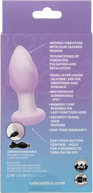 Элегантная анальная вибропробка LAVENDER HAZE RIDGE PROBE, 10 режимов, 9,5 см, лавандовый