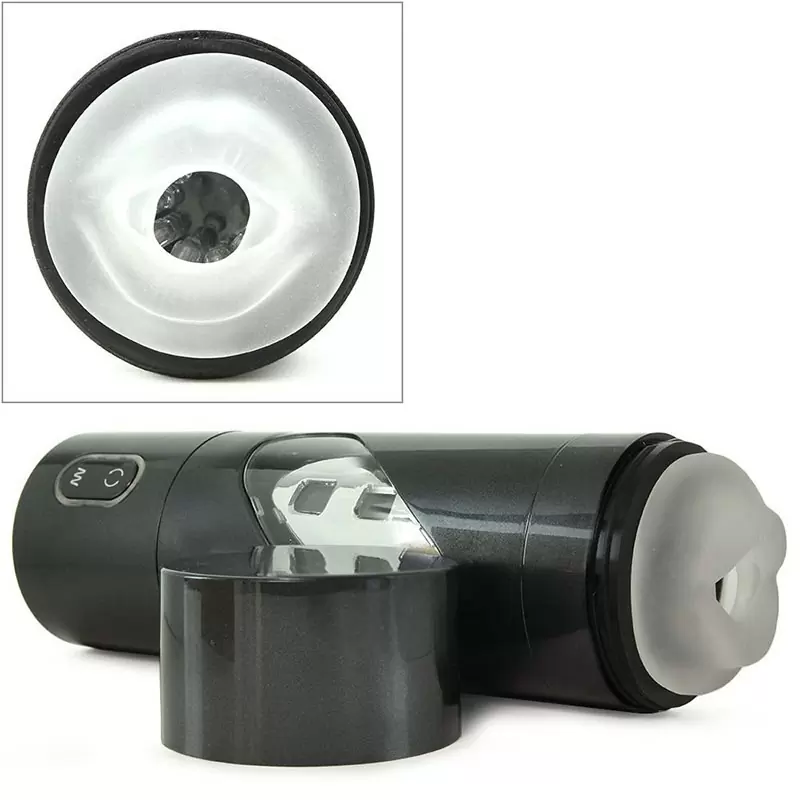 Перезаряжаемый мастурбатор ротик Roto-Bator Mouth с ротацией - черный