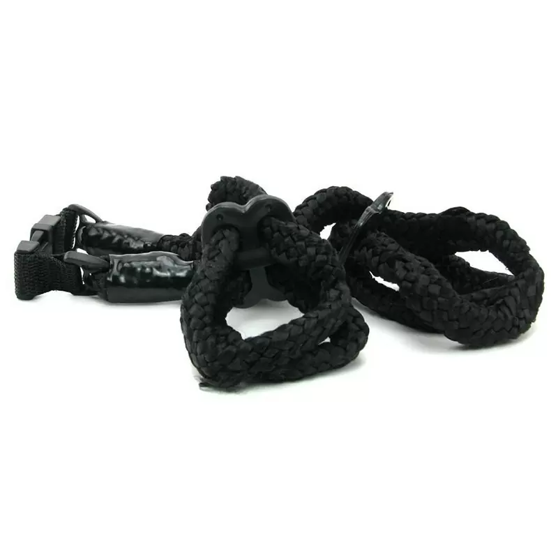 Веревка-фиксатор Rope Cuffs с имитацией наручников и наножников – черный
