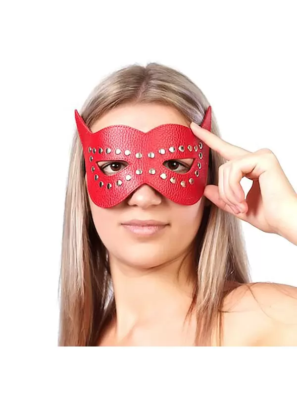 Маска кожаная Sitabella открытая – красный