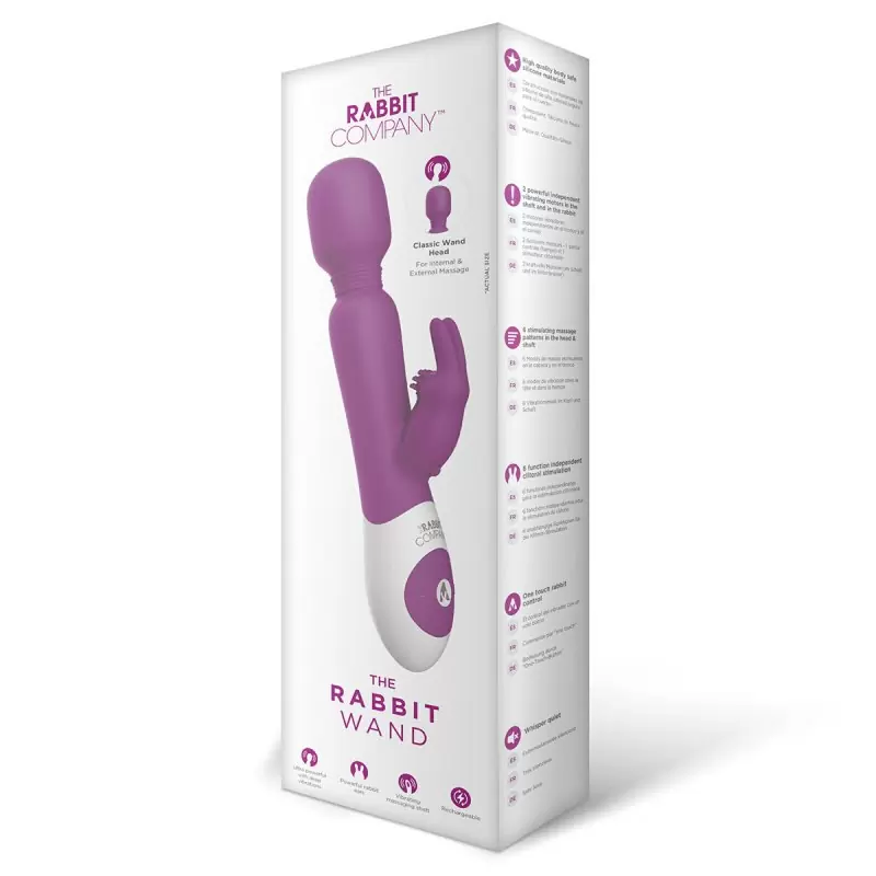 Перезаряжаемый вибромассажер кролик The Rabbit Wand со стимулятором клитора – фиолетовый