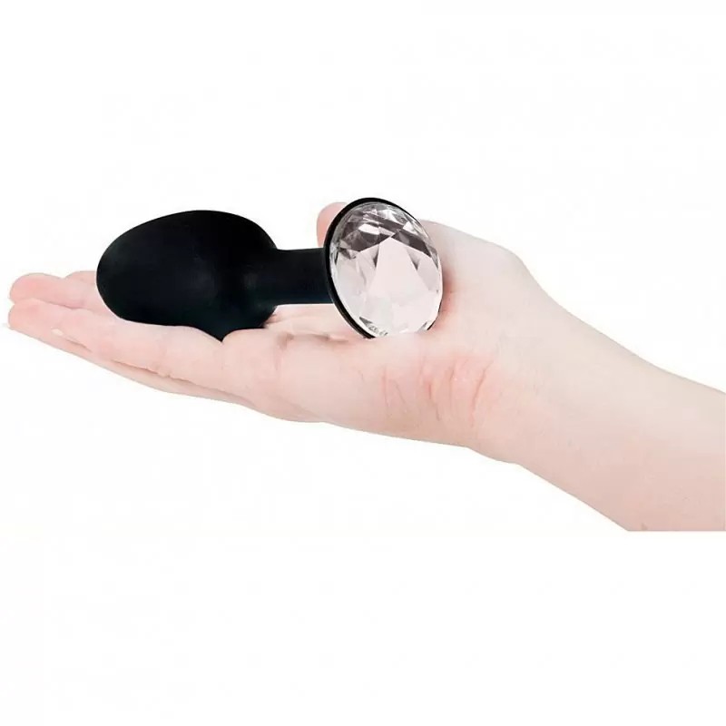 Ювелирная анальная пробка с кристаллом в основании Crystal Amulet Large большая – черный