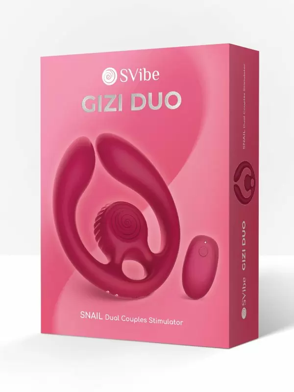 Гибкий вибратор для пар SVibe Snail GIZI Duo, синхронная стимуляция, пульт ДУ, бордовый