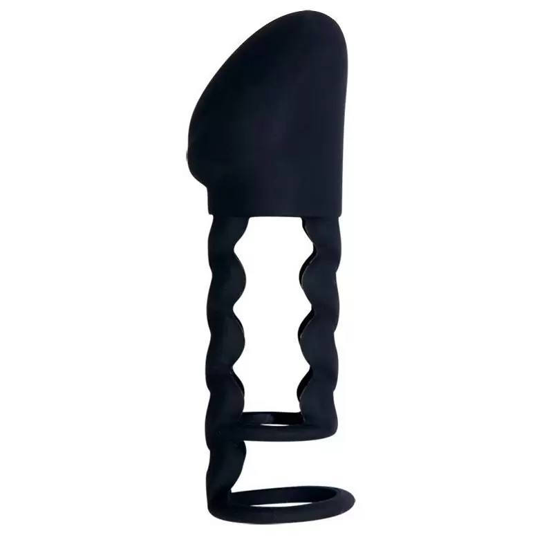 Насадка на пенис Black Velvets с кольцом под мошонку – черный