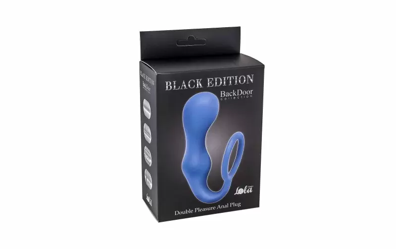 Эрекционное кольцо с анальной пробкой Double Pleasure Anal Plug Blue  4217-03Lola